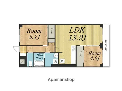 グリュックメゾンF豊中ⅩⅤ(2LDK/3階)の間取り写真