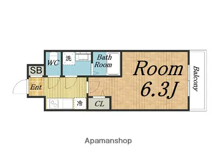 ファステート大阪グリーン(1K/14階)の間取り写真
