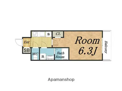 ファステート大阪グリーン(1K/15階)の間取り写真