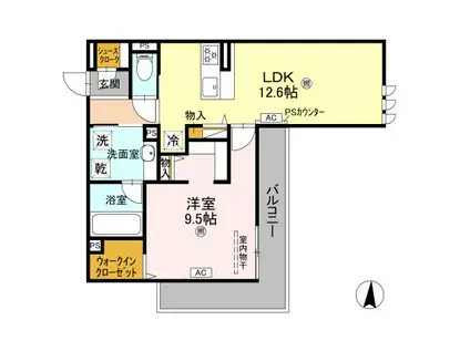 D-RESIDENCE中桜塚(1LDK/2階)の間取り写真