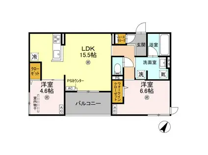 D-RESIDENCE大島町(2LDK/3階)の間取り写真