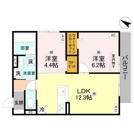 D-RESIDENCE岡町(2LDK/1階)の間取り写真