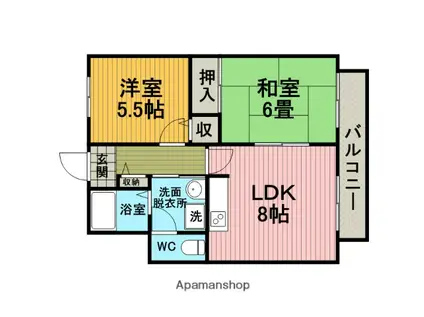 アンジュルーブル(2LDK/3階)の間取り写真