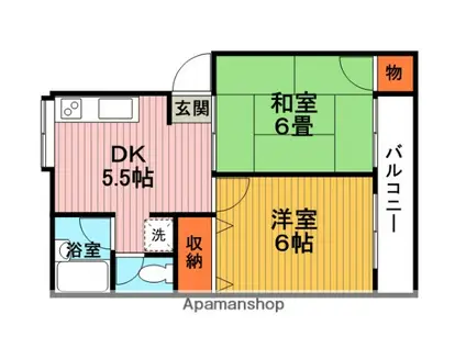 リヒテス・ハイム(2DK/1階)の間取り写真