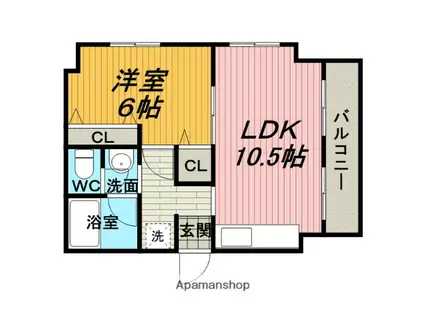 清恒ビル(1LDK/3階)の間取り写真