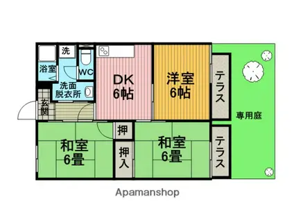 上津島スカイハイツ(3DK/1階)の間取り写真