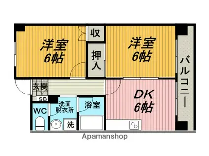 エスペランサ豊中(2DK/5階)の間取り写真