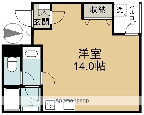 グランコートCOCOROⅠ(ワンルーム/4階)の間取り写真