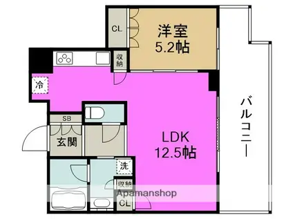 ローレルタワーサンクタス梅田(1LDK/15階)の間取り写真