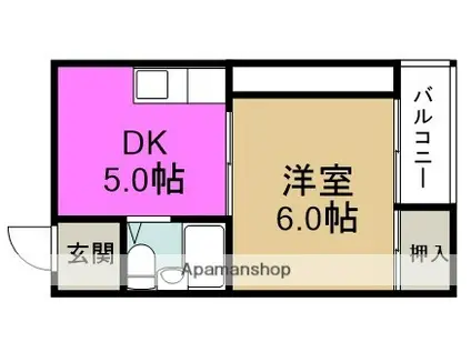 サニーハイツ(1DK/5階)の間取り写真