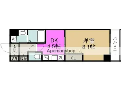 ソルレヴェンテ梅田(1DK/10階)の間取り写真