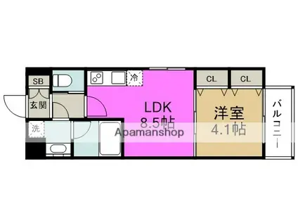 福島プライマリーワン(1LDK/7階)の間取り写真