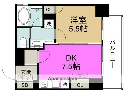 リーガル新福島(1DK/8階)の間取り写真