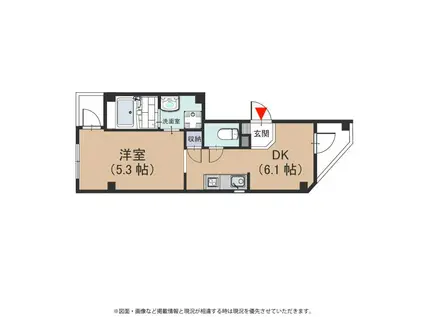 ミックコート東三国(1DK/4階)の間取り写真