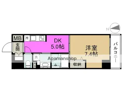 ボヌール梅田(1DK/7階)の間取り写真