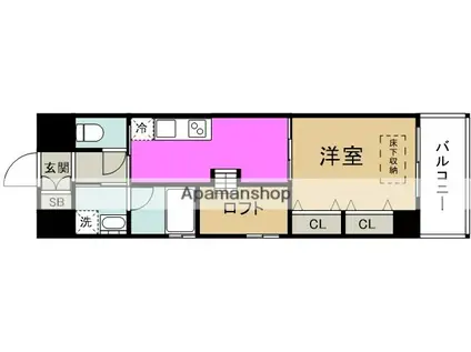 ARROW FIELDS 貮番館(1DK/12階)の間取り写真