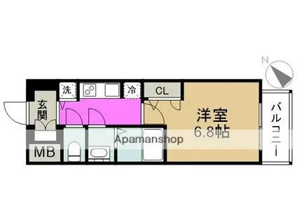 アクアプレイス福島EYE(1K/4階)の間取り写真