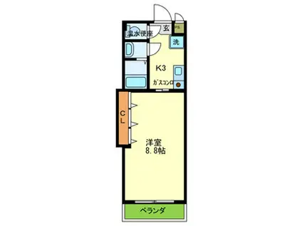 ダイナースコート(1K/4階)の間取り写真