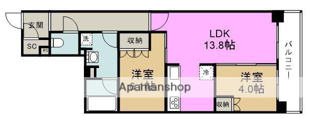 ローレルタワー梅田ウエスト(2LDK/15階)の間取り写真