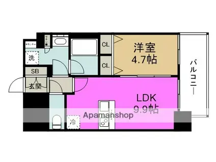 プレサンス大阪福島シエル(1LDK/12階)の間取り写真