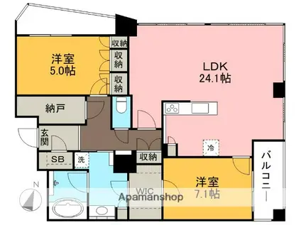 ザ・タワー大阪(2SLDK/13階)の間取り写真