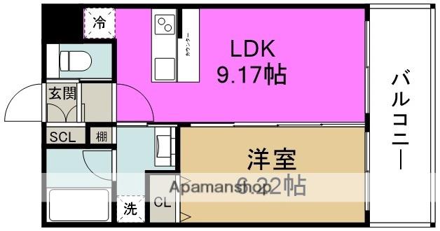 プレジオ海老江(1LDK/13階)の間取り写真