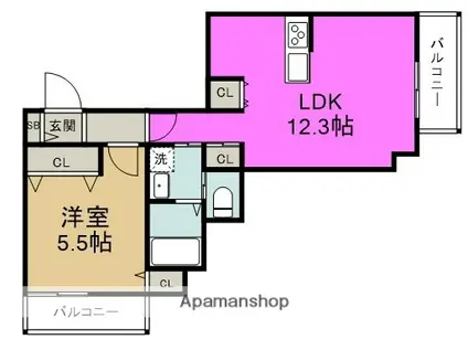 ウィルズガーデン(1LDK/3階)の間取り写真