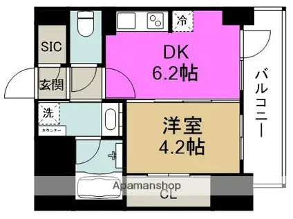 エステムコート大阪福島Ⅱレイヤー(1DK/8階)の間取り写真