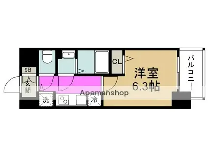 エスリードレジデンス大阪福島(1K/7階)の間取り写真