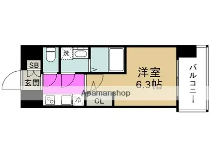 エスリードレジデンス大阪福島シティウエスト(1K/8階)の間取り写真