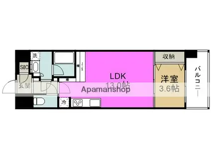 スプランディッド福島ウエスト(1LDK/3階)の間取り写真