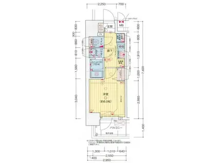 プレサンス西九条シティベイ(1K/2階)の間取り写真