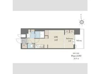 S-RESIDENCE天満橋AR(1LDK/9階)の間取り写真