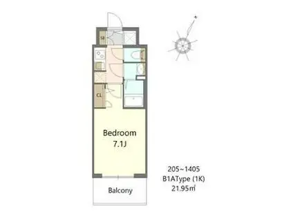 S-RESIDENCE大和田ALINE(1K/8階)の間取り写真