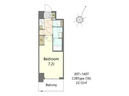 S-RESIDENCE大和田ALINE(1K/8階)の間取り写真