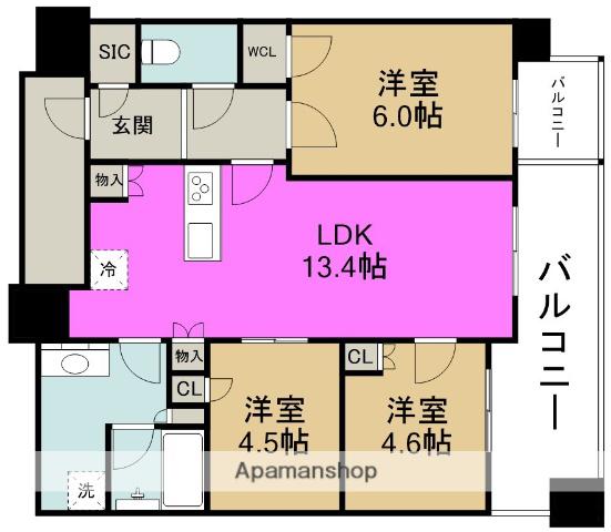 シエリアタワー中之島(3LDK/30階)の間取り写真