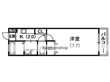 京阪電気鉄道京阪線 西三荘駅 徒歩1分 6階建 築22年(1K/4階)の間取り写真