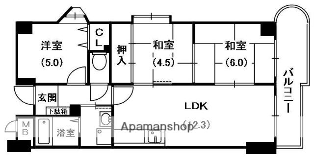 リバージュ(3LDK/8階)の間取り写真