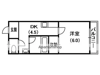 オスカー柳町(1K/2階)の間取り写真