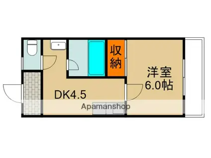 オスカー柳町(1K/2階)の間取り写真