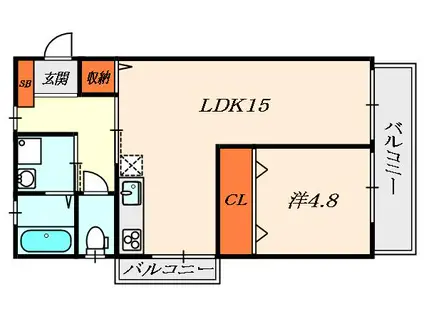 伸和マンション(1LDK/2階)の間取り写真