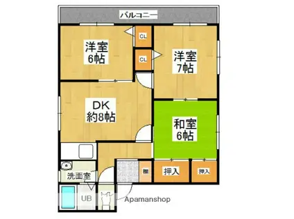 ファミール石清水(3LDK/2階)の間取り写真