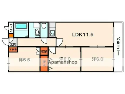 ウエストサイド楠葉(3LDK/2階)の間取り写真