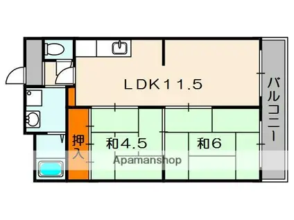 ハイクレスト宮之阪(2LDK/5階)の間取り写真