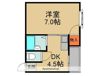 ハイ・インペリアルB(1DK/3階)の間取り写真