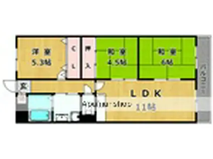 枚方一番館(3LDK/3階)の間取り写真