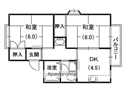 ブランマヌール(2DK/2階)の間取り写真
