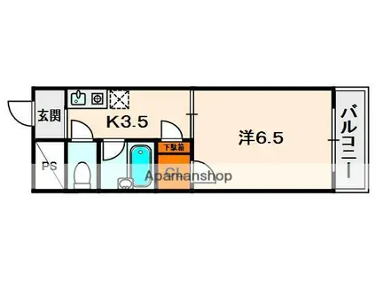 ミルディミル楠葉(1K/2階)の間取り写真