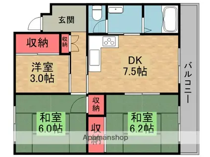 枚方ハイツ3号棟(3DK/2階)の間取り写真