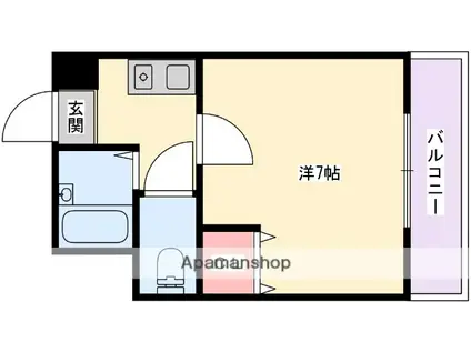 オークグレイス香里園(1K/2階)の間取り写真